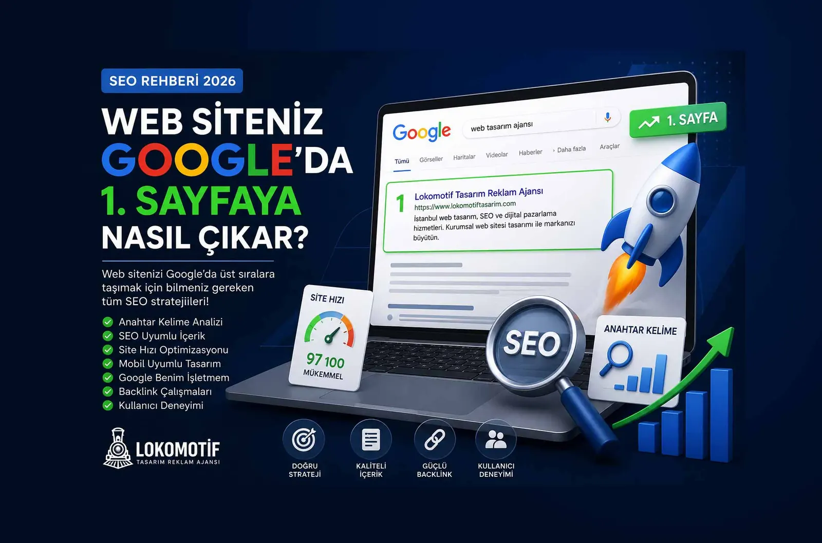 Web Siteniz Google'da 1. Sayfaya Nasıl Çıkar? | SEO Rehberi 2026